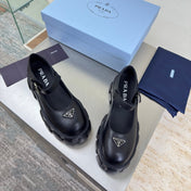 PRADA 25S PLATFORM MARY JANE SHOES IN BLACK CALFSKIN STYLE 1