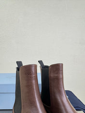PRADA 25S PLATFORM CHELSEA BOOTS IN DARK BROWN CALFSKIN
