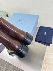 PRADA 25S PLATFORM CHELSEA BOOTS IN DARK BROWN CALFSKIN