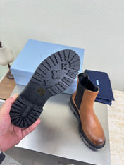 PRADA 25S PLATFORM CHELSEA BOOTS IN BROWN CALFSKIN