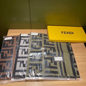 FF 180 CM SCARF IN CAMEL BROWN MIX BLACK CASHMERE AND WOOL