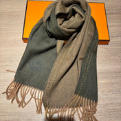 UNIE BRODEE MUFFLER 200 CM IN SEAWEED GREEN CASHMERE