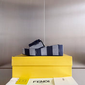 FENDI PLATFORM WEDGES IN AEGEAN BLUE MIX WHITE FF MONOGRAM FABRIC