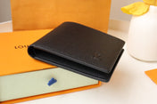 LV 25S SLENDER WALLET 11 IN BLACK TAIGA CALFSKIN