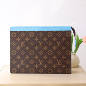 LV 25S POCHETTE VOYAGE 26 IN GASTON BLUE MONOGRAM MACASSAR COATED CANVAS