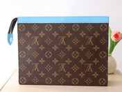LV 25S POCHETTE VOYAGE 26 IN GASTON BLUE MONOGRAM MACASSAR COATED CANVAS