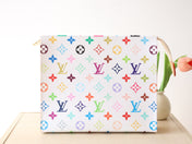 TOILETRY POUCH 25 IN WHITE MIX COLORFUL CALFSKIN