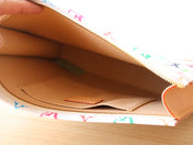 TOILETRY POUCH 25 IN WHITE MIX COLORFUL CALFSKIN