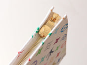 TOILETRY POUCH 25 IN WHITE MIX COLORFUL CALFSKIN