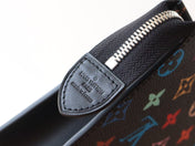 TOILETRY POUCH 25 IN BLACK MIX COLORFUL CALFSKIN