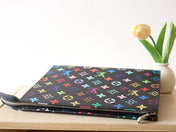 TOILETRY POUCH 25 IN BLACK MIX COLORFUL CALFSKIN