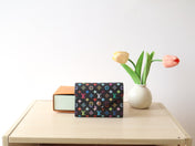 ROSALIE ZIPPY 12 IN BLACK MIX COLORFUL CALFSKIN