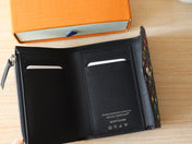 ROSALIE ZIPPY 12 IN BLACK MIX COLORFUL CALFSKIN