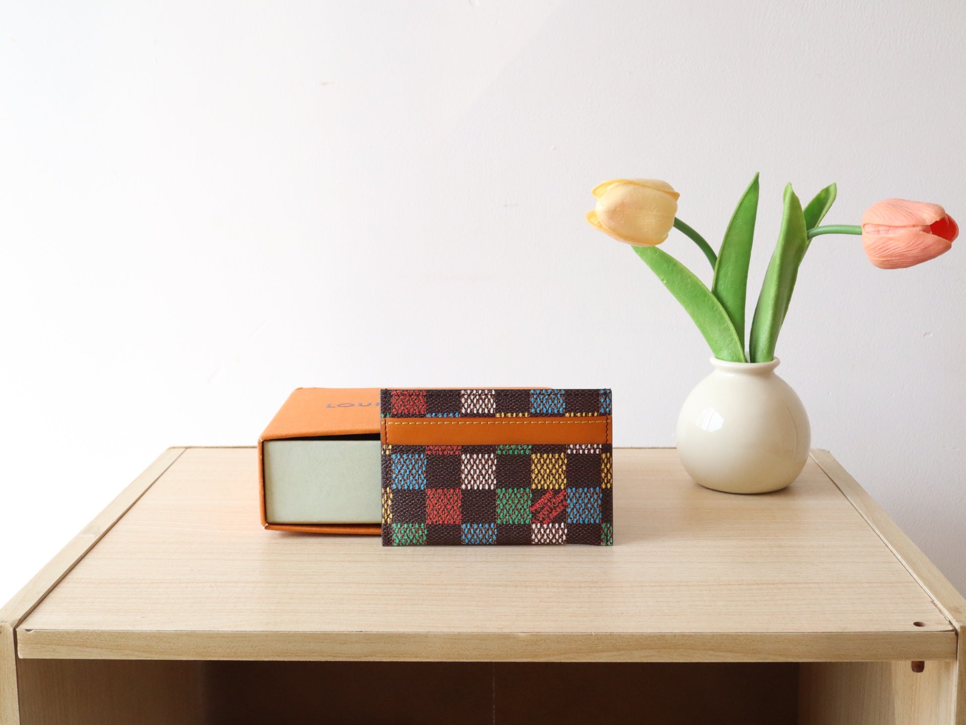 POCKET ORGANIZER CARD HOLDER 11 IN COLORFUL DAMIER EBENE CANVAS