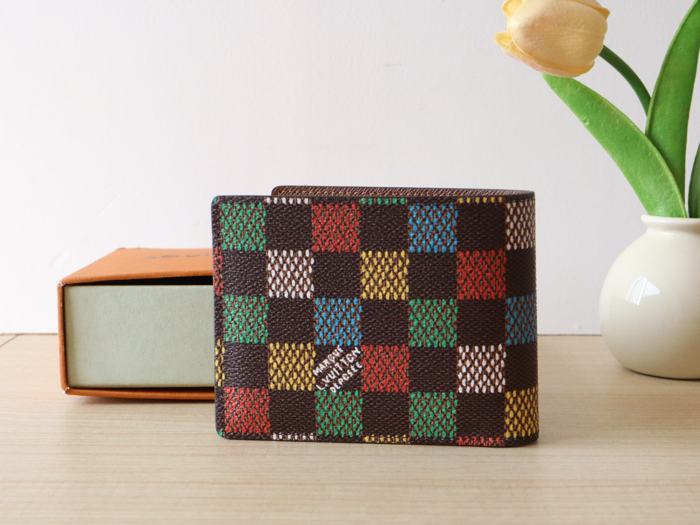 SLENDER WALLET 11 IN COLORFUL DAMIER EBENE CANVAS