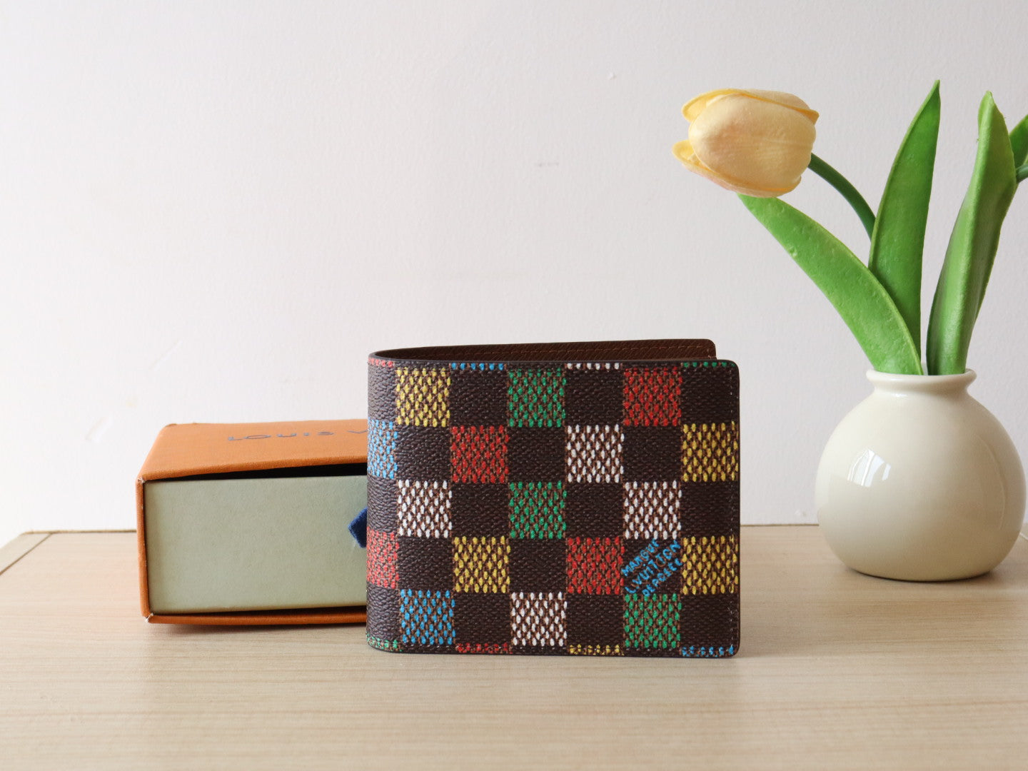 SLENDER WALLET 11 IN COLORFUL DAMIER EBENE CANVAS