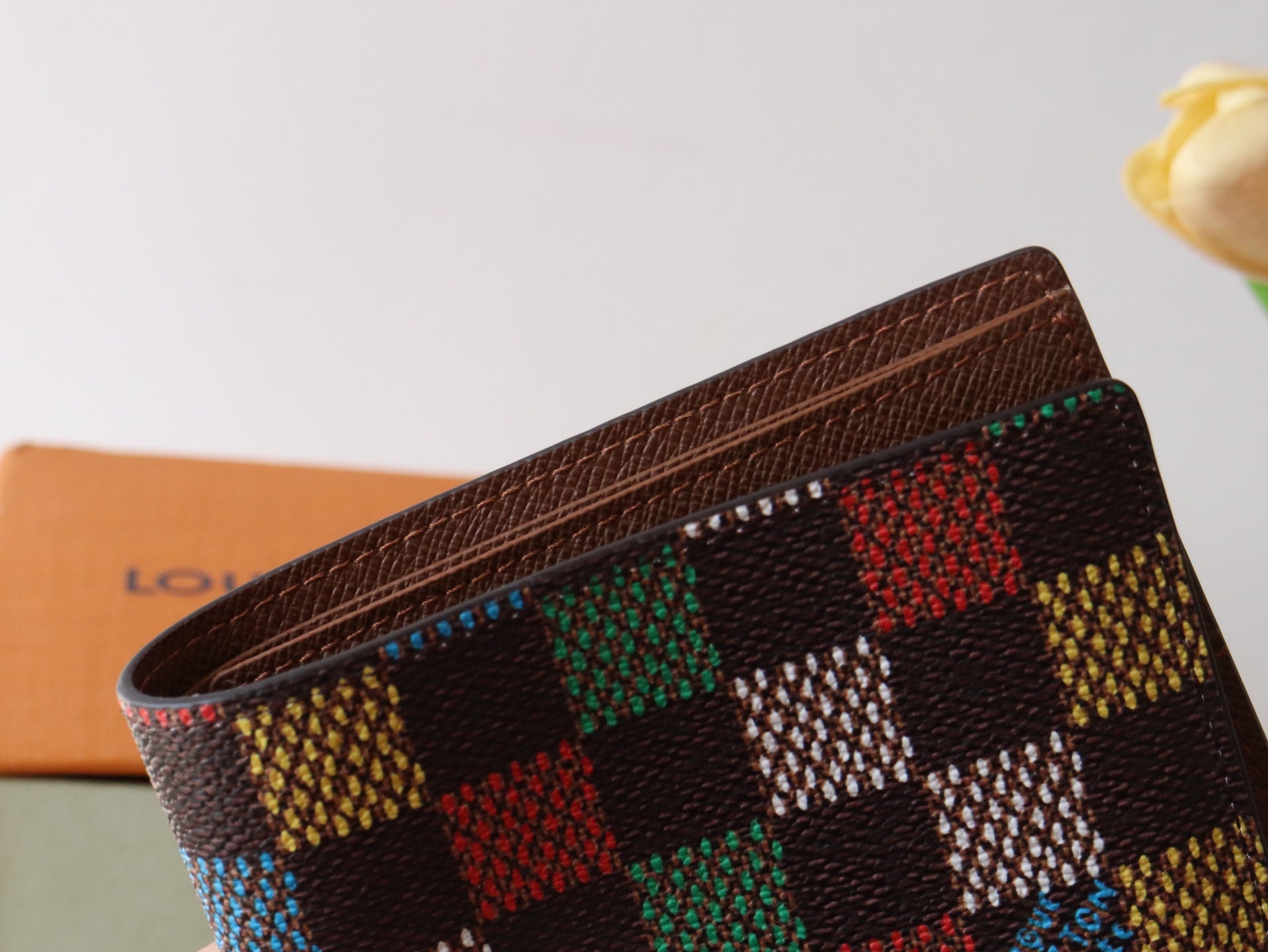 SLENDER WALLET 11 IN COLORFUL DAMIER EBENE CANVAS