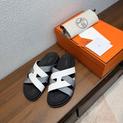 HM 26S KAZIMIR SANDAL IN WHITE CALFSKIN AND GREY FABRIC