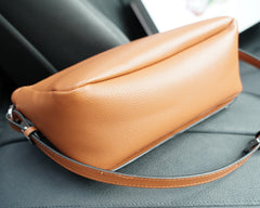 SHOULDER BAG 26 IN BROWN SHINY GRAINED CALFSKIN
