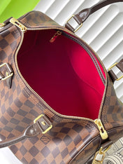 SPEEDY BANDOLIÈRE 30 IN DARK BROWN DAMIER EBENE CANVAS GOLD LOCK