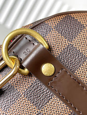 SPEEDY BANDOLIÈRE 30 IN DARK BROWN DAMIER EBENE CANVAS GOLD LOCK