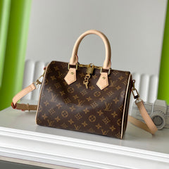 SPEEDY BANDOLIÈRE 25 IN BROWN MONOGRAM CANVAS GOLD HARDWARE