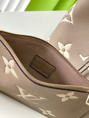 CRAFTY NEONOE 26 IN BROWN AND CREAM BICOLOR EMPREINTE CALFSKIN