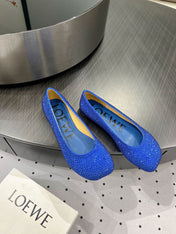 Toy ballerina in suede and allover rhinestones blue