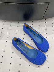 Toy ballerina in suede and allover rhinestones blue