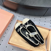 Ballet Flats Black Mix Ivory Fabric