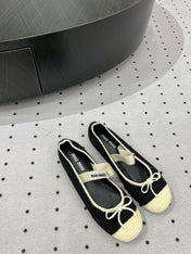 Ballet Flats Black Mix Ivory Fabric