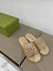 GG INTERLOCKING G ESPADRILLE COPPER FABRIC