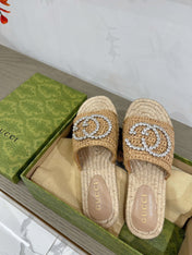 GG INTERLOCKING G ESPADRILLE COPPER FABRIC