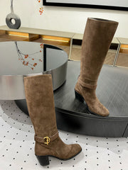 JUSTINE BOOT 6 CM IN CHOCOLATE BROWN SUEDE