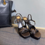 DEBBIE PLATFORM SANDALS IN BLACK SATIN