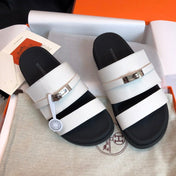 GABRIEL SANDAL MULE IN WHITE CALFSKIN