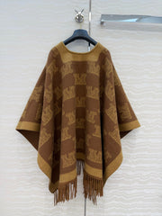 MAX MARA 25S FRINGED KNIT CAPE 165
