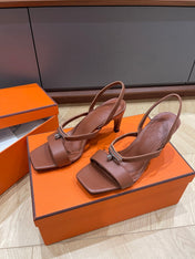 GLAMOUR 75 SANDAL CHOCOLATE CALFSKIN
