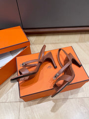 GLAMOUR 75 SANDAL CHOCOLATE CALFSKIN