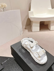 CC DAD SANDALS IN WHITE CALFSKIN