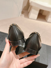BOWKNOT BALLET FLAT IN BLACK SHEEPSKIN