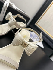 MID HEEL 45 MM SANDALS IN WHITE CREAM CALFSKIN