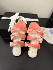 CC 25C Three Strap Mule Pink Velvet fabric 233561