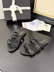 CC 25C Three Strap Mule Black Lambskin 233557