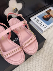 THICK-SOLED SANDALS 55 MM IN LIGHT PINK CALFSKIN