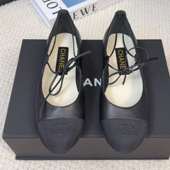 FLAT MARY JANE PUMPS BLACK LAMBSKIN
