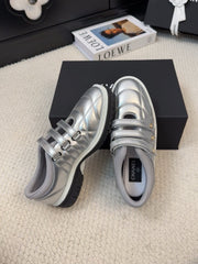 SNEAKERS WITH THREE STRAPS IN SILVER CALFSKIN