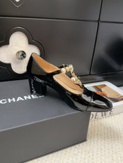 MARY JANE SHOES IN BLACK PATENT CALFSKIN 55 MM