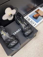 25C Sandal 45mm Open Heel Black Lambskin 233491