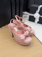 HIGH 12 CM PLATFORM SANDALS IN BLUSH PINK SUEDE
